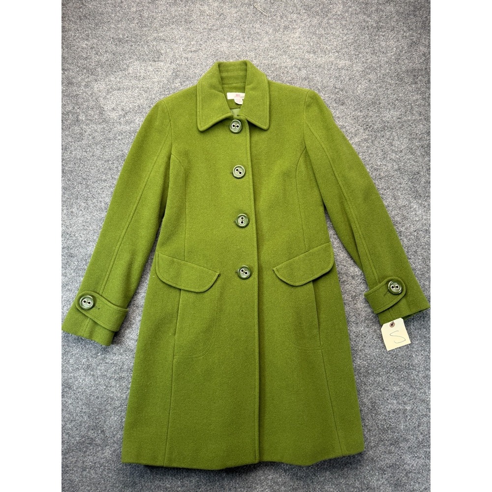 JLO Jennifer Lopez Womens S Trench Coat Avocado Olive Green Wool Blend Y2K Small